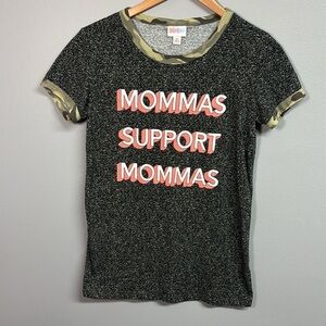 LuLaRoe Gray and Cream Short Sleeve Tee Bold Statement